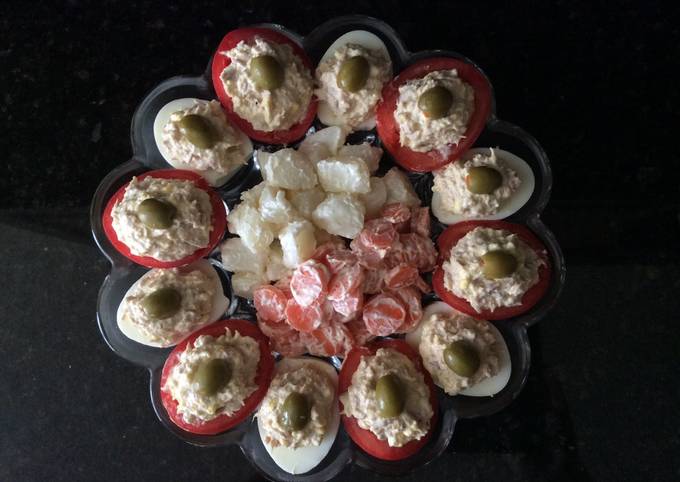 Steps to Prepare Favorite Stuffed Tomatoes and Deviled Eggs