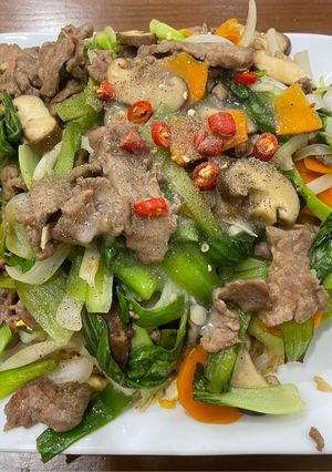 Hình của món Phở xào thịt bò chuẩn vị nhà hàng.