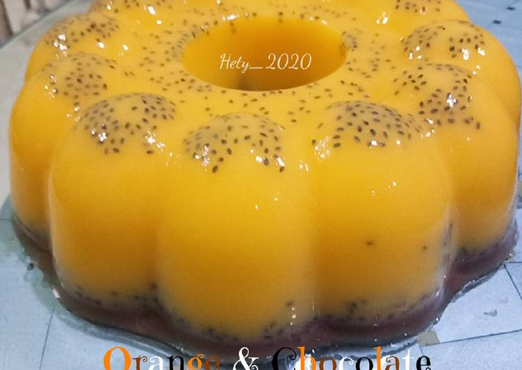Resep masakan Orange 🍊&amp; Chocolate 🍫 Pudding Jelly | Resep Bumbu Orange 🍊&amp; Chocolate 🍫 Pudding Jelly Yang Mudah Dan Praktis