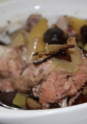 A picture of Chicken Stew with Chestnuts and Potatoes in Slow Cooker.