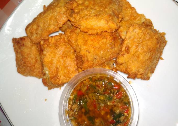 Tempe goreng sambel geprek