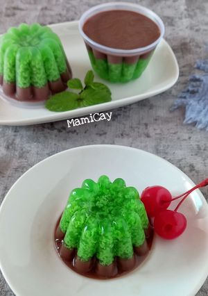 Foto resep Puding Lumut Pandan Cokelat