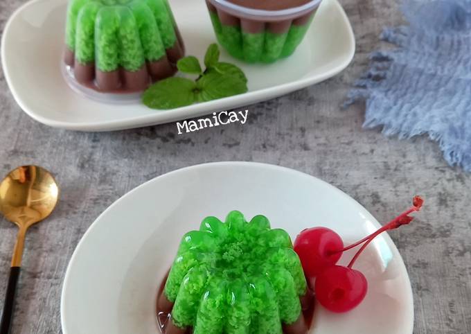 Resep Puding Lumut Pandan Cokelat Resep Puding Lumut Pandan Cokelat