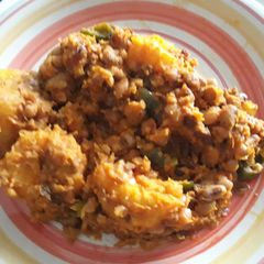 A picture of Porriage beans with ripe plantain.