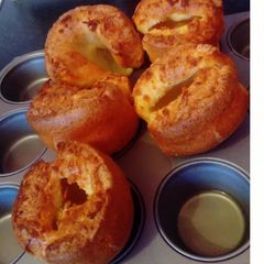 Yorkshire puddings A picture of Yorkshire puddings.