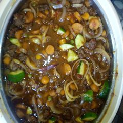 Mince meat with vegetables A picture of Mince meat with vegetables.