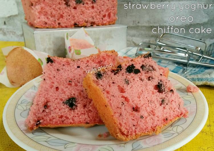 Strawberry yoghurt oreo chiffon cake (metode simple)