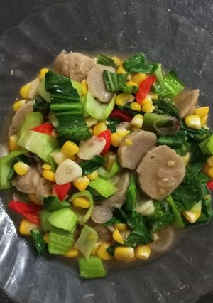 Foto resep Tumis pakcoy baso jagung