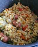 Arroz "con cosas" en arrocera electrónica