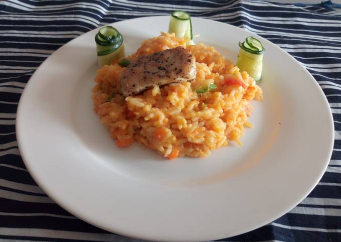 Recipe of Super Quick Homemade Carrot Rissoto with Chicken and cucumbers