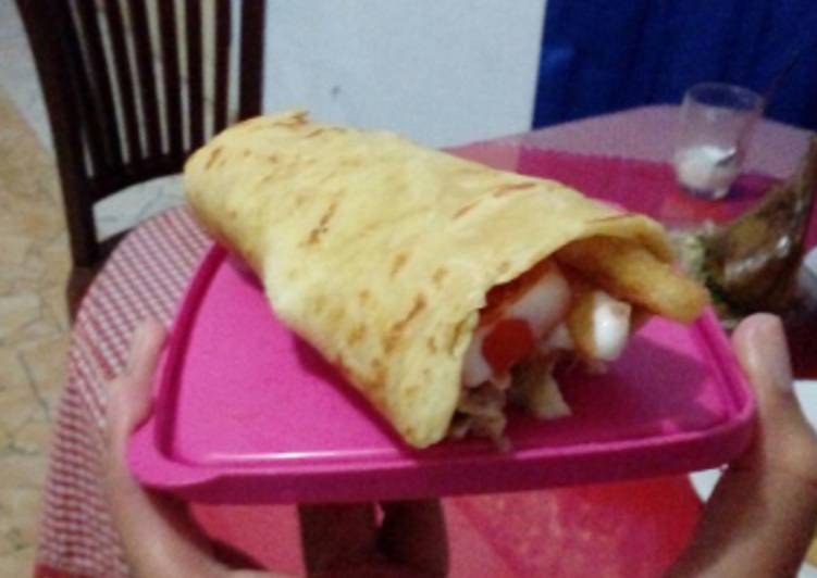 Simple Way to Prepare Favorite Chicken Shawarma/Chicken Wrap with French Fries