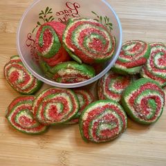 A picture of Christmas pinwheel cookies.