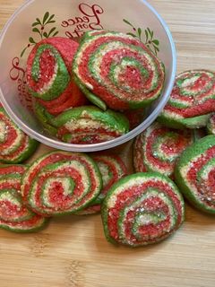 A picture of Christmas pinwheel cookies.