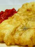 Battered Cod with Roasted Peppers