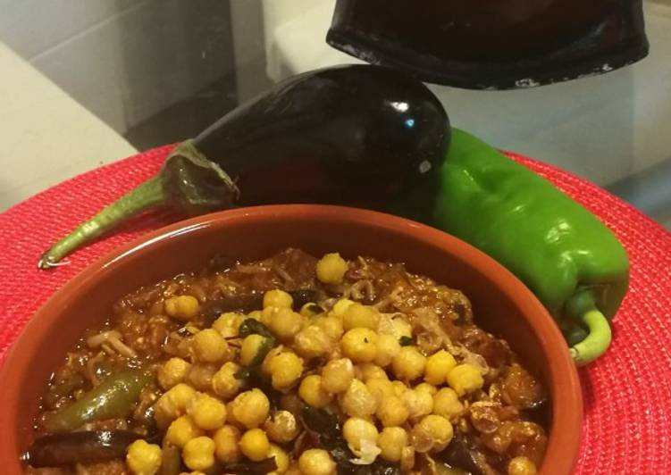 Berenjena a la harissa con garbanzos 🌱 vegano