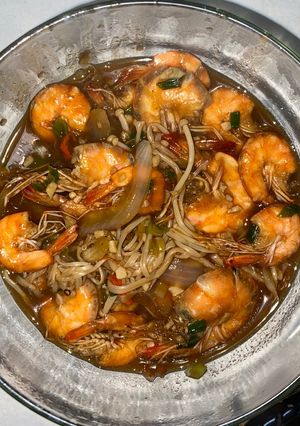 Foto resep Udang enoki pedas manis (takaran sendok)