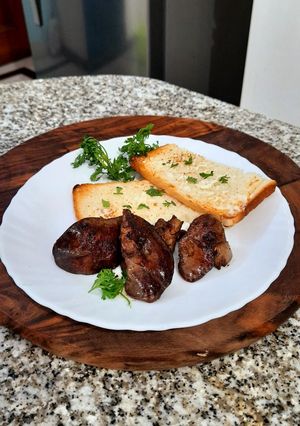 A picture of Deviled Chicken Liver with herbed Cheese Toast.