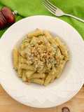 Sedani rigati con verza al brandy e noci