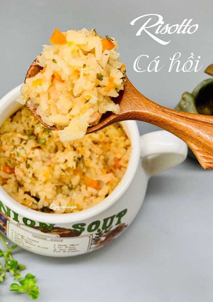 Hình của món Risotto cá hồi.
