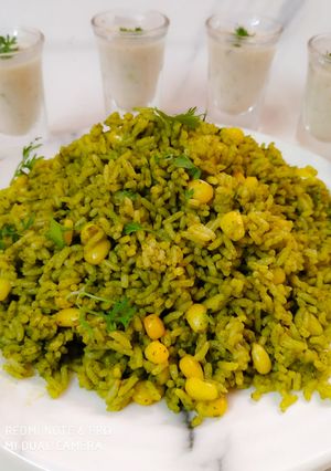 A picture of Spinach & Corn Pulav.