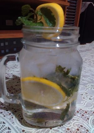 Foto resep Nata de aloe vera with lemon and mint leaves