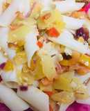 Pasta penne con vegetales salteados, uvas y almendras🍝