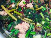 Hình ảnh của canh rau dền đỏ thịt xay