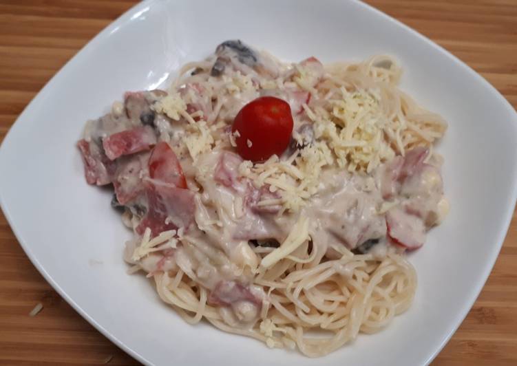 Bahan Spagheti saus jamur | Langkah Membuat Spagheti saus jamur Yang Lezat Sekali