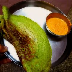 Palak Dosa with Ginger Chutney A picture of Palak Dosa with Ginger Chutney.