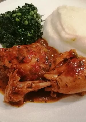 A picture of Pap and chicken stew.