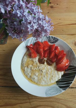 Une photo de Pouding fraise miel et chocolat