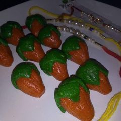 A picture of Kaaju strawberry sweet.