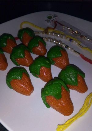 A picture of Kaaju strawberry sweet.