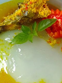 Foto resep Papeda sagu dengan kerapu kuah kuning