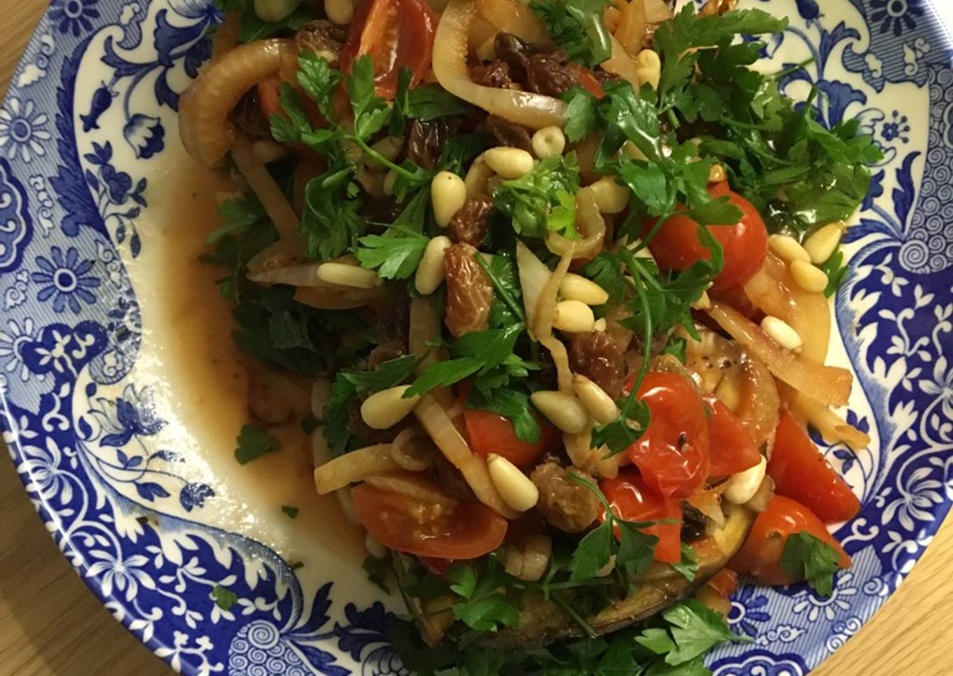 Roasted Aubergine with Sweet Onions