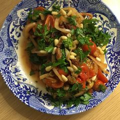A picture of Roasted Aubergine with Sweet Onions.
