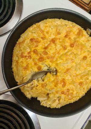 A picture of Baked mac and cheese.