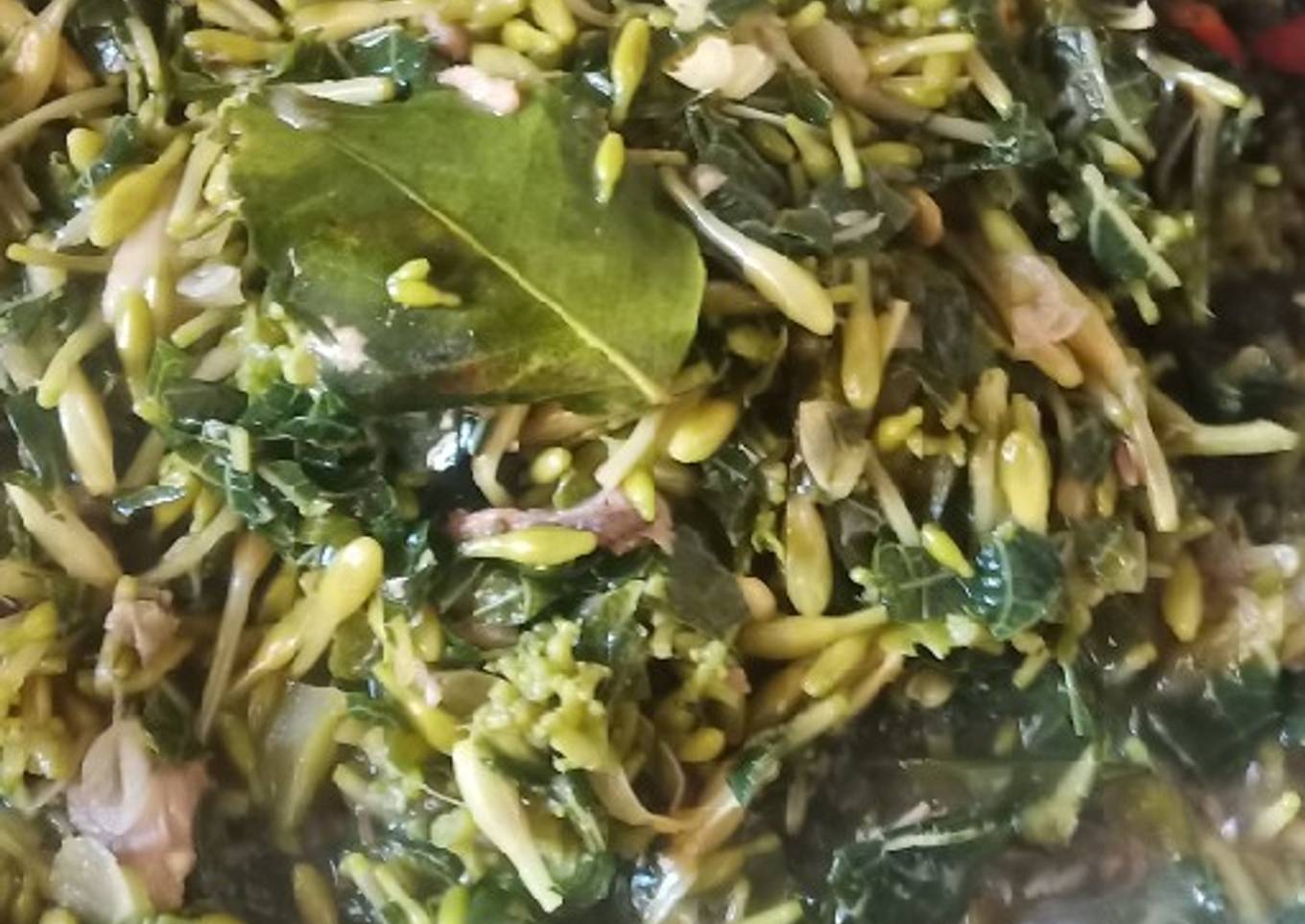 Oseng bunga dan daun pepaya anti pahit