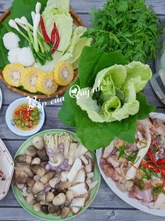 Hình của món Lẩu gà nấu nấm.