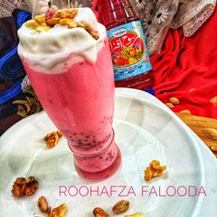 Three layered RoohAfza Ice cream Falooda A picture of Three layered RoohAfza Ice cream Falooda.