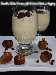 Foto resep Smoothie Dates Banana with Oat and Raisin as topping
