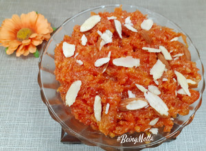A picture of Gajar ka Halwa in Pressure Cooker.