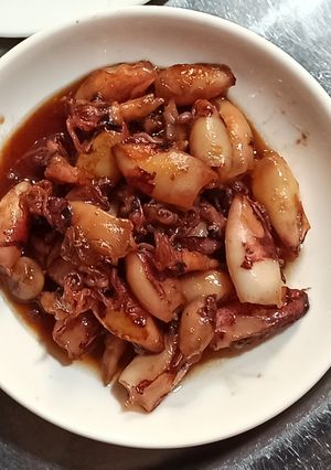 Hình của món Mực tươi kho keo.