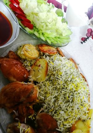 عکسی از دستور شوید پلو با مرغ🍗