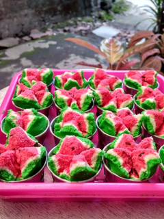Foto resep Bolu Kukus Semangka