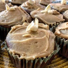 A picture of Potato cupcakes with caramel buttercream frosting.