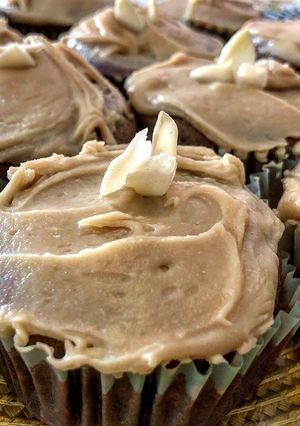 A picture of Potato cupcakes with caramel buttercream frosting.