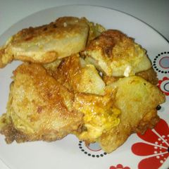 A picture of Fried yam with egg.