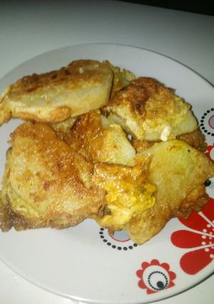 A picture of Fried yam with egg.