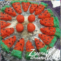 Coconut Watermelon Burfi A picture of Coconut Watermelon Burfi.